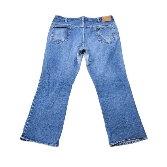 Lee Riders Denim Blue Jeans 35x28 Talon 42 Zipper Mens 1970s Dark Wash Straight - Picture 4 of 14